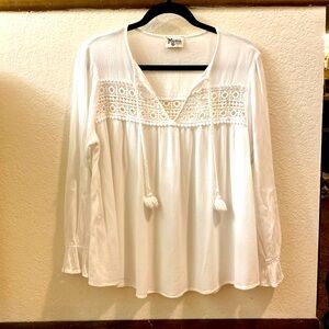 SHOW ME YOUR MUMU White Crinkle Lace Rayon Blouse Shirt Women’s Medium M